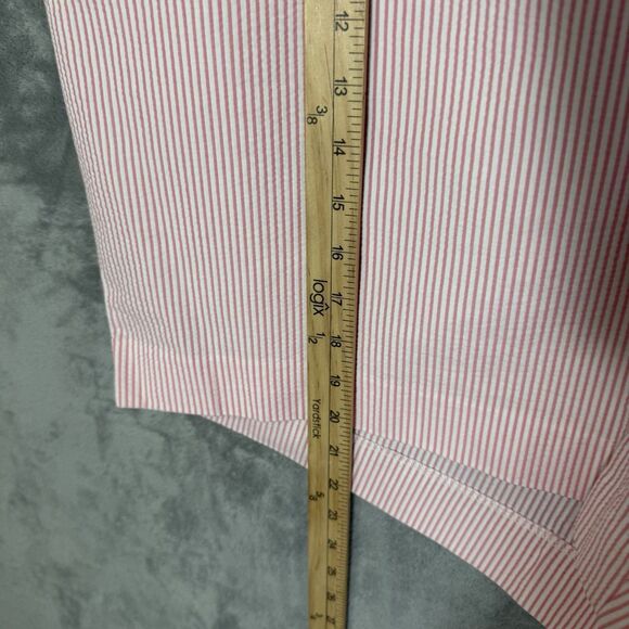 NWT Talbots Womens Perfect Shorts Sz 24W Pink Seersucker Stripe Elastic Waist - Picture 6 of 10